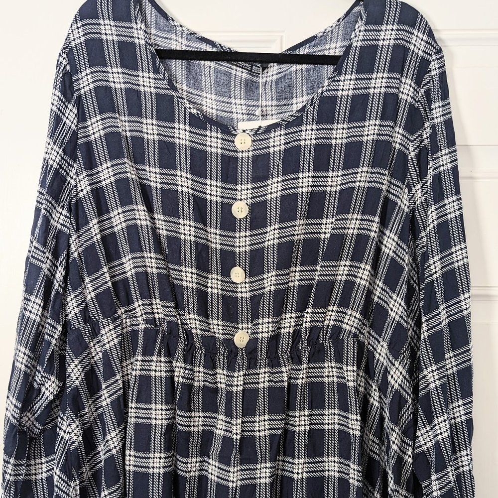 NWT BloomChic Navy Babydoll Blouse